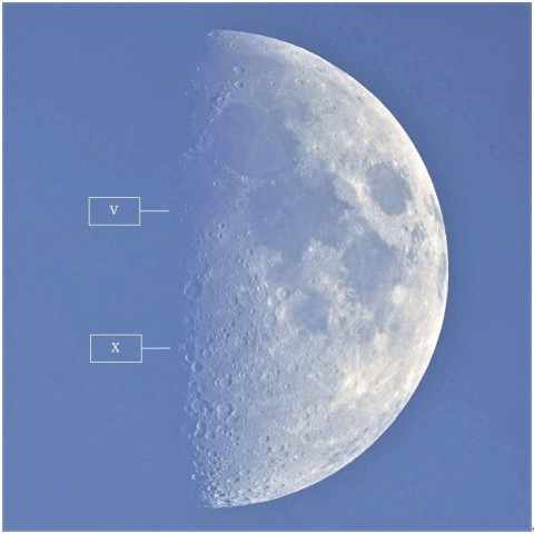 昼の月、X．V