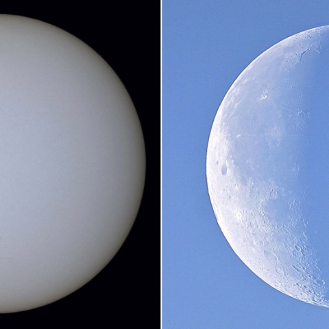 同日の黒点と白い月