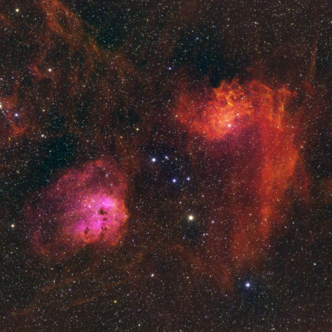 IC405勾玉星雲とIC410おたまじゃくし星雲