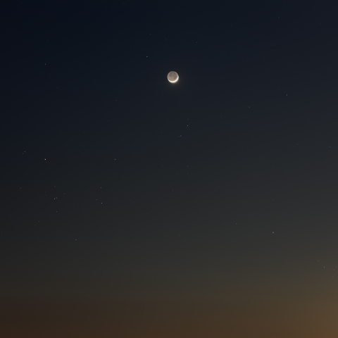 月、水星、アルデバラン、スバルの集合