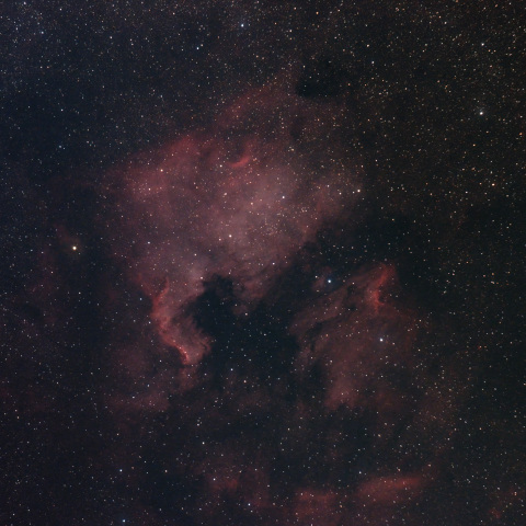 NGC7000(北アメリカ星雲)、IC5067～70(ペリカン星雲)