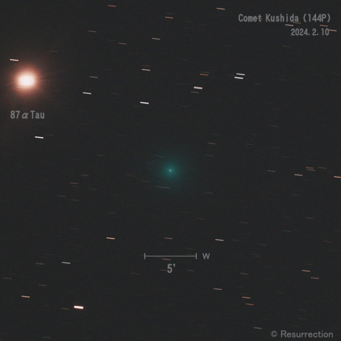串田彗星 (144P) とアルデバランの接近 2024.2.10