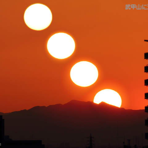 武甲山に沈みゆく太陽 2024.4.25