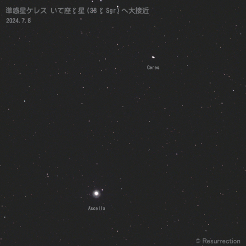 準惑星ケレス いて座 ζ 星アセッラ (38 ζ Sgr) へ大接近  2024.7.8