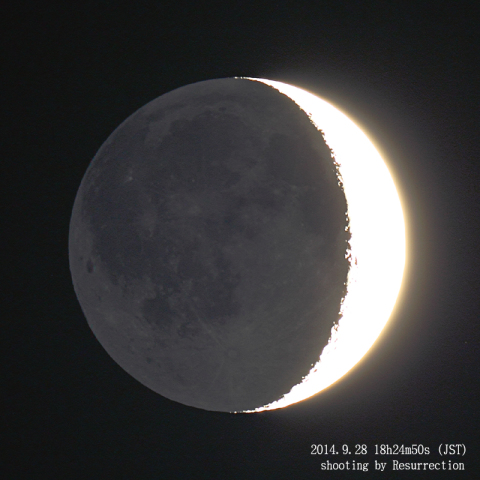 地球照　月齢 4.1