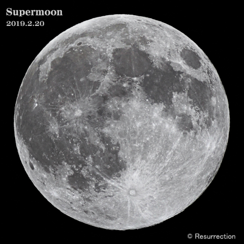 スーパームーン　月齢14.8　2019/2/20