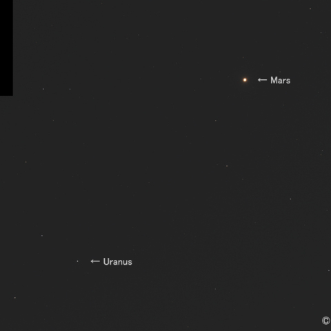 火星と天王星 接近 2021.1.19