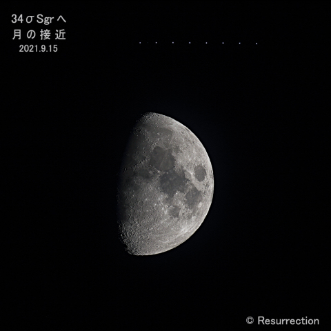 いて座σ星 Nunki へ月の接近 2021.9.15