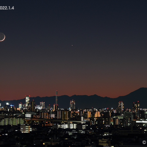 月と水星の接近 2022.1.4