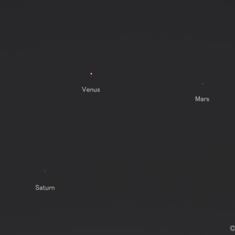 金星,火星,土星の接近 2022.3.25