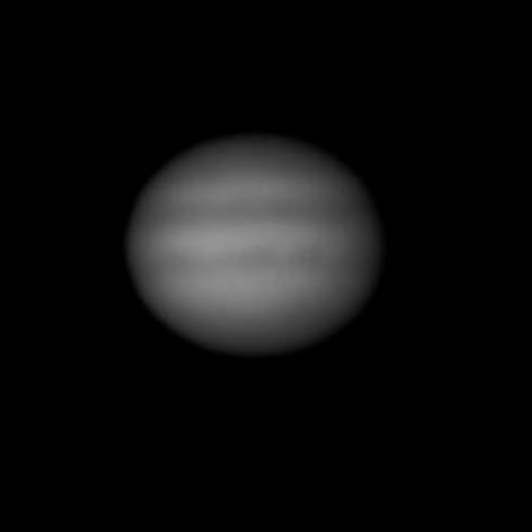 小口径によるモノクロ動画を処理した木星