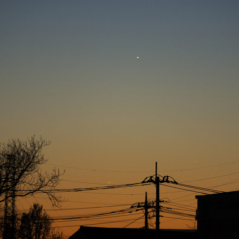 夕空の水星、木星、土星