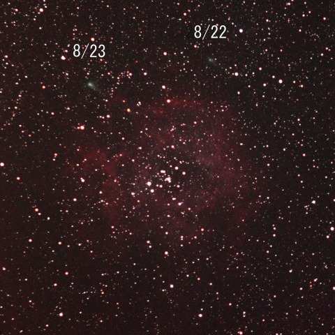 バラ星雲を行くウカイムデン彗星