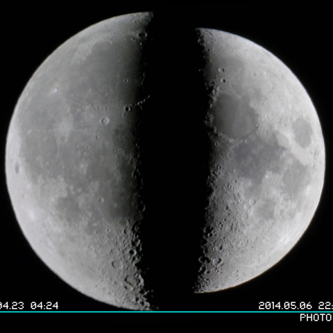 2014年、今年最大の下弦の月、今年最小の上弦の月