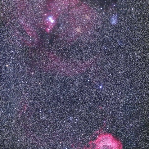 バラ星雲～いっかくじゅうS星付近の散光星雲