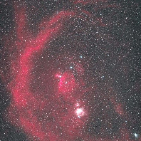 オリオン座中心部の星雲