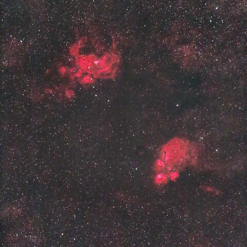 NGC6334出目金星雲とNGC6357彼岸花星雲