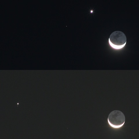 月・金星木星接近