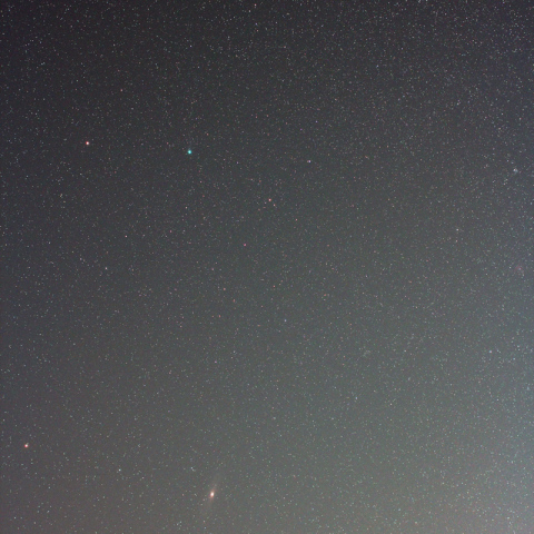 星空模様・ラブジョイ彗星とM31と二重星団