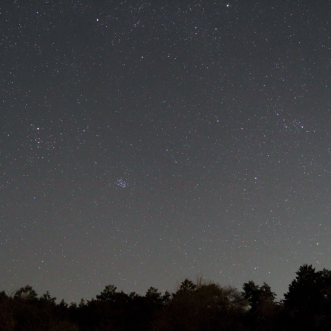 星空模様・沈み行くスバルとラブジョイ彗星