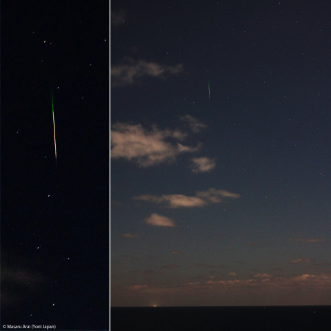 富山湾に飛ぶしし座流星