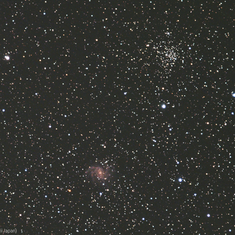 NGC6946(銀河)とNGC6939(散開星団)