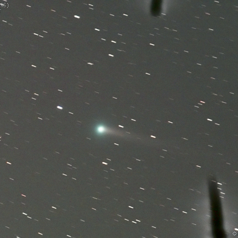 パンスターズ彗星と霜造の柱(L-RGB画像)