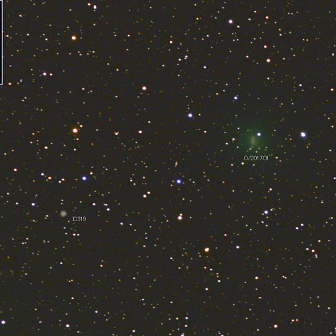三つ巴銀河(IC319)とC2017O1