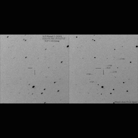 ラッセル第3彗星(91P)の予報位置：2020/01/06