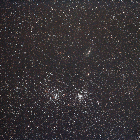 二重星団とパンスターズ彗星の接近