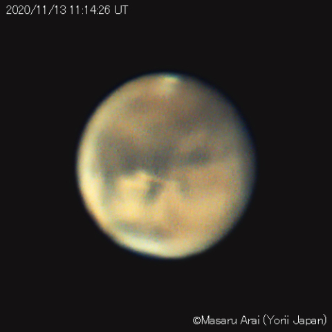 火星に黄雲発生(RGB)：2020/11/13