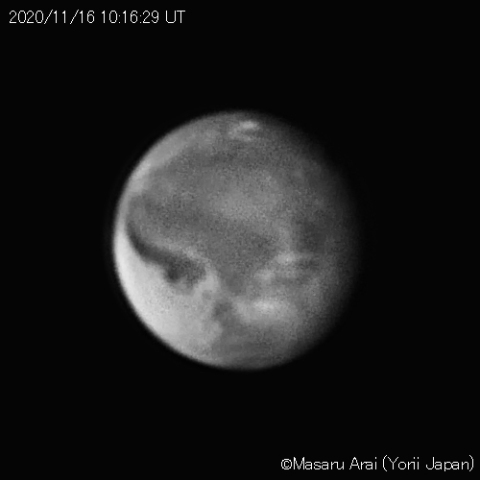 火星に黄雲発生(IR82)：2020/11/16