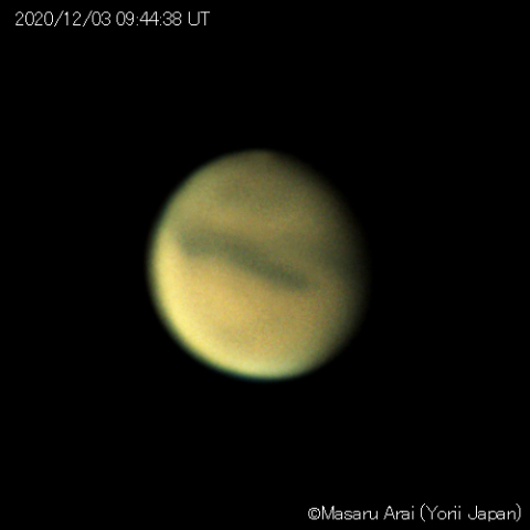 火星に黄雲発生(可視光)：2020/12/03