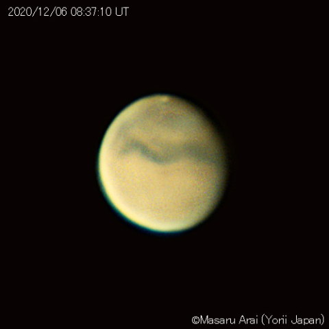火星に黄雲発生(可視光)：2020/12/06