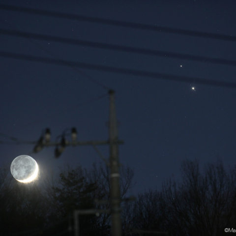 木星と土星そして地球照：2020/12/17