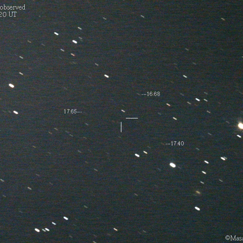 リニア彗星 (252P)の予報位置：2020/10/25