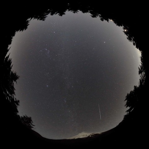 富士山方向へ流れるふたご座流星