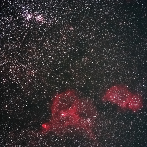 二重星団とハート星雲・胎児星雲