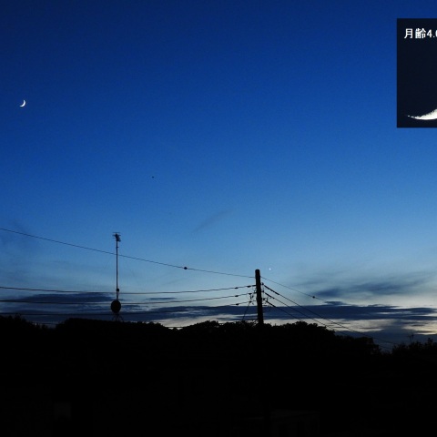 月（月齢4.0）と金星