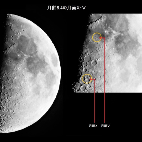 月（月齢8.4）の月面X・V