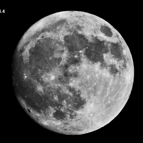 満月前日の月（月齢14.4）
