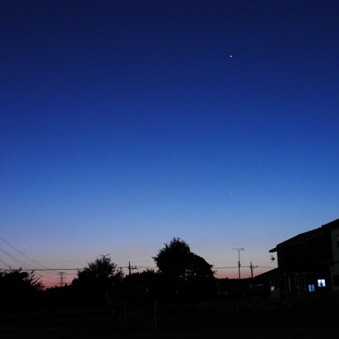 夜明け前の木星とスピカ（おとめ座）-その1