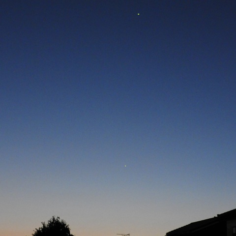 夜明け前の木星とスピカ（おとめ座）-その2