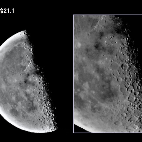 夜明け前の月（月齢21.1）