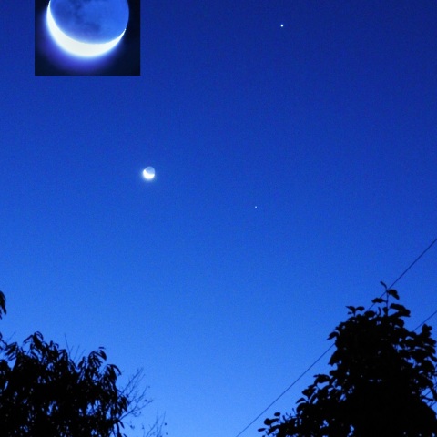 月・木星・スピカが細長い三角形に並ぶ－2