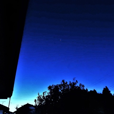 夜明け前の木星とスピカ（おとめ座）