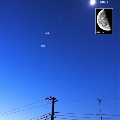 朝の月・木星・スピカ