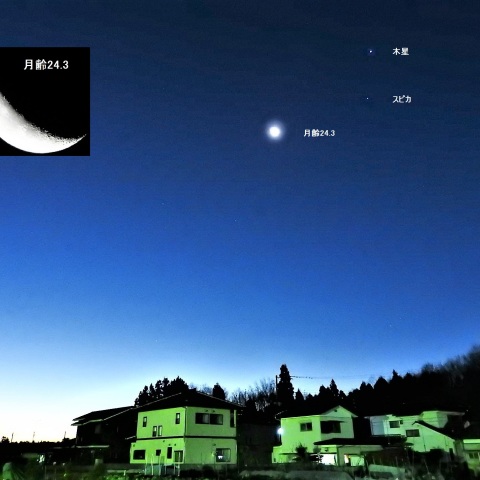 クリスマス・イブの月と木星・スピカ（2）
