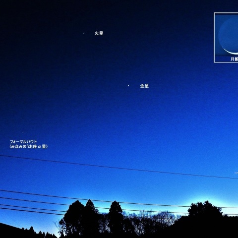 大晦日の月・火星・金星・フォーマルハウト