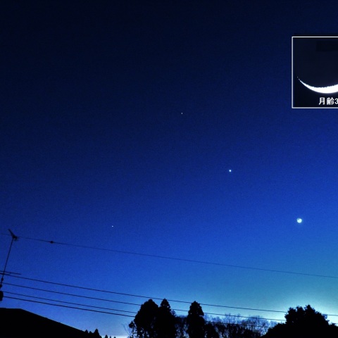 元旦の月・火星・金星・フォーマルハウト